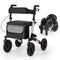 Coast 2-in-1 Rollator en Reisrolstoel - Opvouwbaar - Totale afmetingen 62 x 82 x 81,5-97 cm - Zwart/Rood/Zilver