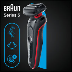 Braun Series 5 51-R1000s - Elektrisch scheerapparaat - 3 flexibele mesjes - Rood