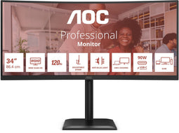 AOC CU34E4CV - 34" WQHD Monitor - 120Hz - Zwart