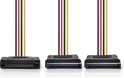 Interne Voedingskabel - SATA 15-Pins Male - 2x SATA 15-Pins Female - Verguld - 0.15 m - Rond - PVC - Multicolour - Envelop