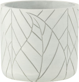 J-Line bloempot Blad - keramiek - wit/zilver - small - Ø 13.50 cm - 2 stuks