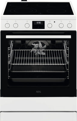 AEG CCB6441BBW - Hetelucht fornuis - Keramische kookplaat met UniSight™ timerdisplay - Wit