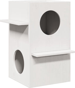 vidaXL - Kattenhuis - 43x43x60 - cm - massief - grenenhout - wit