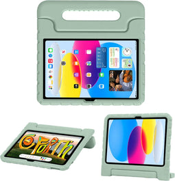 Accezz iPad 10.9 (2022) - Kidsproof Backcover met handvat - Schokabsorberend - Olijfgroen