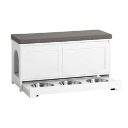 SoBuy FSR136-W - Kattenhuis - Kattenbak Kast - Schoenenbank - Wit
