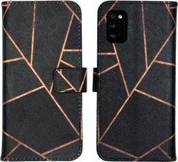 iMoshion Hoesje Geschikt voor Samsung Galaxy A41 Hoesje Met Pasjeshouder - iMoshion Design Softcase Bookcase - Goud / Zwart / Black Graphic
