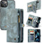 Caseme - vintage 2 in 1 portemonnee hoes - Geschikt voor iPhone 12 Mini - Blauw