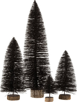 J-Line decoratie Kerstboom - polyresin - glitter/zwart - large