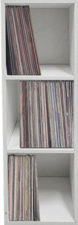 VDD Vinyl - Platenspeler Meubel - Vinyl kast - 3 open vakken - 33 x 34 x 100 cm - Wit