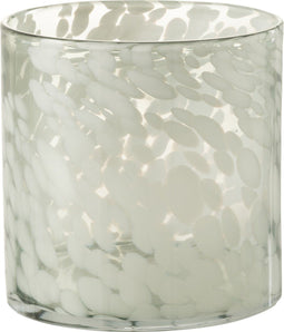 J-Line windlicht Spikkel - glas - grijs/wit - medium