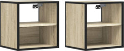 vidaXL - Nachtkastjes - 2 - st - wandgemonteerd - 40x31x39,5cm - sonoma - eikenkleur