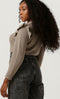 Object Malena L/s Ruffle Pullover - Trui - Bruin - Maat XS