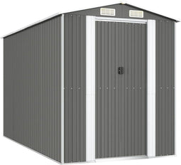 vidaXL - Tuinschuur - 192x357x223 - cm - gegalvaniseerd - staal - lichtgrijs