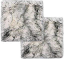 vidaXL - Stoelkussens - 2 - st - 40x40 - cm - schapenvacht - gemêleerd - donkergrijs