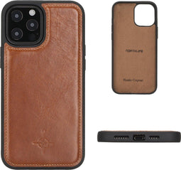 NorthLife - Geschikt voor iPhone 12 Pro Max - Leren Backcover hoes - Cognac