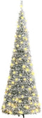 vidaXL - Kunstkerstboom - pop-up - met - sneeuw - 200 - LED's - 210 - cm