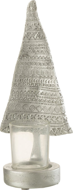 J-Line kaarshouder Kerstboom - kunststof - zilver - large