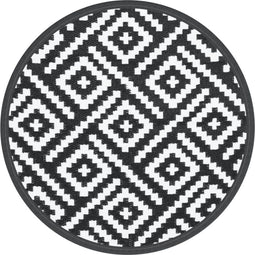 vidaXL - Buitenkleed - ARAKIL - Ø160 - cm - polypropeen - wit - en - zwart