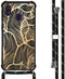 iMoshion Hoesje Geschikt voor Samsung Galaxy A40 Hoesje Met Koord - iMoshion Design Hoesje met Koord - Goud / Zwart / Golden Leaves