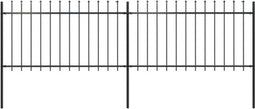 vidaXL - Tuinhek - met - speren - bovenkant - 3,4x1 - m - staal - zwart