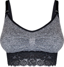 MAGIC Bodyfashion Mama Nursing Bra Lace - Beugelloze beha - Uitneembare pads - Zwart/Grijs