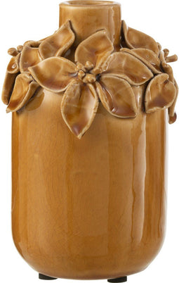 J-Line Vaas Bloem - keramiek - oker - 17.00 cm hoog