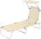 Outsunny ligbed - inklapbaar - 4 standen - zonnedak - beige