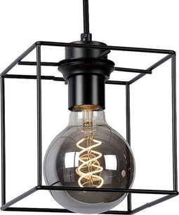 Atmooz - Hanglamp Noury 1 - rond - Industrieel - Woonkamer / Slaapkamer / Eetkamer - Plafondlamp - Zwart - Hoogte 15cm - Metaal