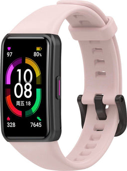 iMoshion Bandje Geschikt voor Huawei Band 6 / Honor Band 6 - iMoshion Siliconen band zwarte gesp met installatiehulp - Roze