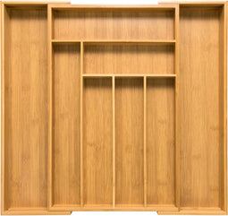 Budu Bestekbak #47 - Uitschuifbare Bamboe Bestekcassette - 47 x 30,6 - 50 cm - 6/8 vakken