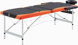 vidaXL - Massagetafel - inklapbaar - 3 - zones - aluminium - zwart - en - oranje