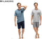 Milanoro - Katoenen zomerpyjama voor heren - Blauw - XL