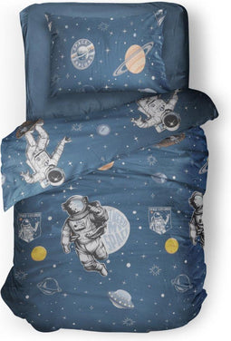 LINNICK Kinder Dekbedovertrek 100% katoen Space - navy 140x200cm - Tiener Dekbedovertrek 1 persoons