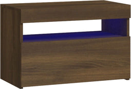 vidaXL - Nachtkastje - met - LED-verlichting - 60x35x40 - cm - bruineiken