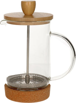 Items Cafetiere French Press koffiezetter - 600 ml - bamboe - koffiezetapparaat - voor verse koffie - 16 x 9 x 18 cm