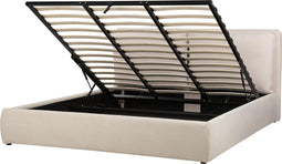 BAJONNA - Bed met opbergruimte - Lichtbeige - 180 x 200 cm - Polyester