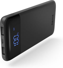 Hama Power Pack "LED10", 10000mAh, 2x USB-A, accuweergave, antraciet