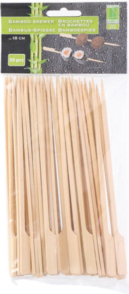 Hapjes/sate prikkers/peddel spiesjes - bamboe hout - 50x stuks - 18 cm - amuse/bbq/feestje - grote cocktailprikkers