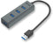 i-tec USB 3.0 Metal HUB - 4 Poorten - Overspannings- en overstroombeveiliging - Grijs