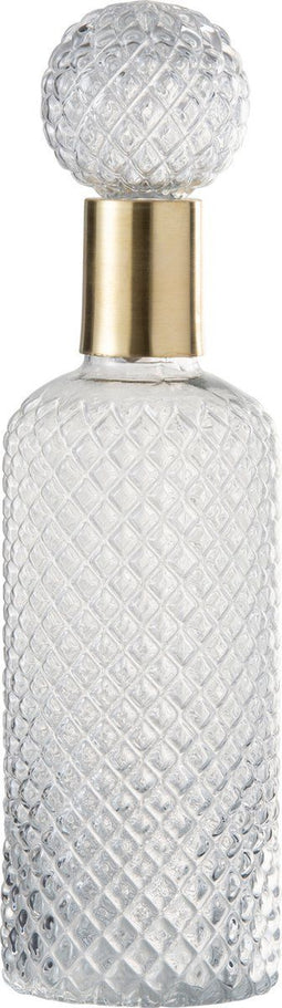 J-Line decoratie fles + stop Relief - glas - transparant - large