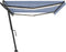 vidaXL - Luifel - handmatig - uittrekbaar - met - LED - 500x300 - cm - blauw - en - wit