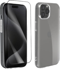Bigben Connected - Telefoonhoesje + 2,5D Screenprotector - Geschikt voor iPhone 15 Pro Max - Transparant