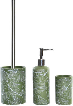 Items - WC/Toiletborstel met zeeppompje/beker - flowers groen