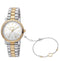 Horloge + Armband - Luna - Two Tone Zilver & Goud - Metalen band roestvrij staal - met ingezette zirkonia steentjes