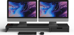 POUT Dubbele monitorstandaard met universele draadloze oplader EYES 9 Zwarte kleur