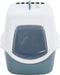 vidaXL - Kattenbak - met - deksel - 56x40x40 - cm - polypropeen - wit - en - blauw