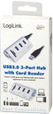 LogiLink CR0045 - USB 3.0-hub 3 poorten met ingebouwde kaartlezer - Zilver