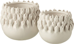 J-Line bloempot Ibiza - keramiek - wit - large - Ø 15.5 cm