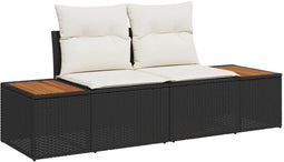 vidaXL - 2-Zits - Tuinbank - met - Kussens - - - Zwart - Poly - Rattan