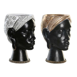 Decoratieve figuren DKD Home Decor Ziverachtig Gouden Bruin Hars Koloniaal Afrikaanse (19,5 x 11...